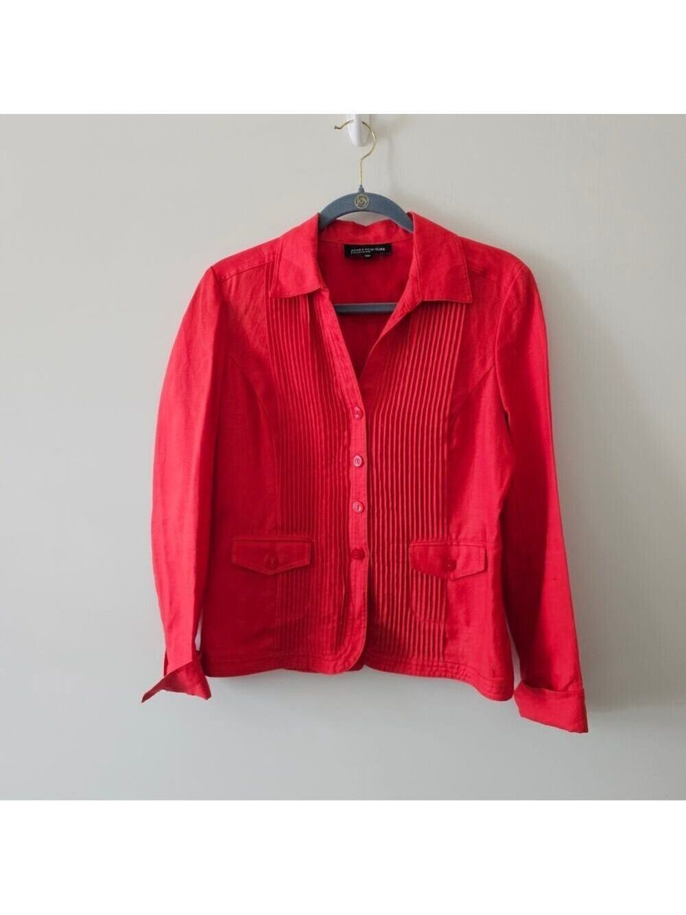 Jones New York Collection Coral Linen Button Down Blazer Size 4